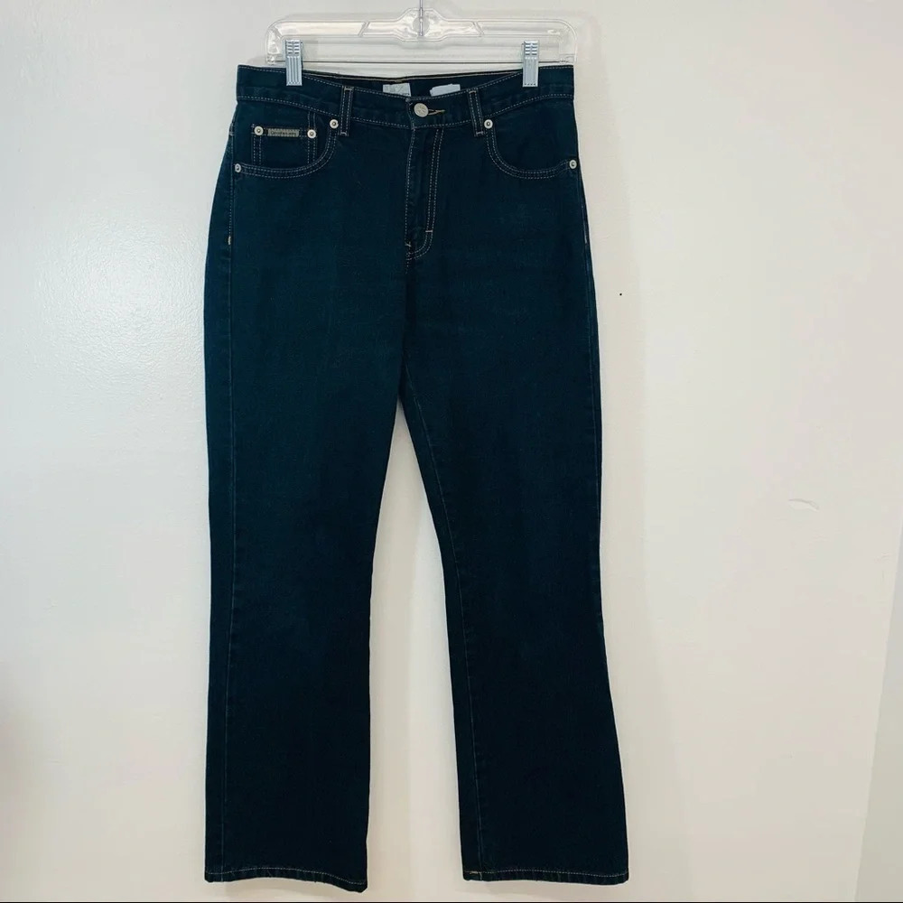 Calvin Klein Black Jeans Woman Size 6 Boot Leg Overdye 100% Cotton Mid Rise